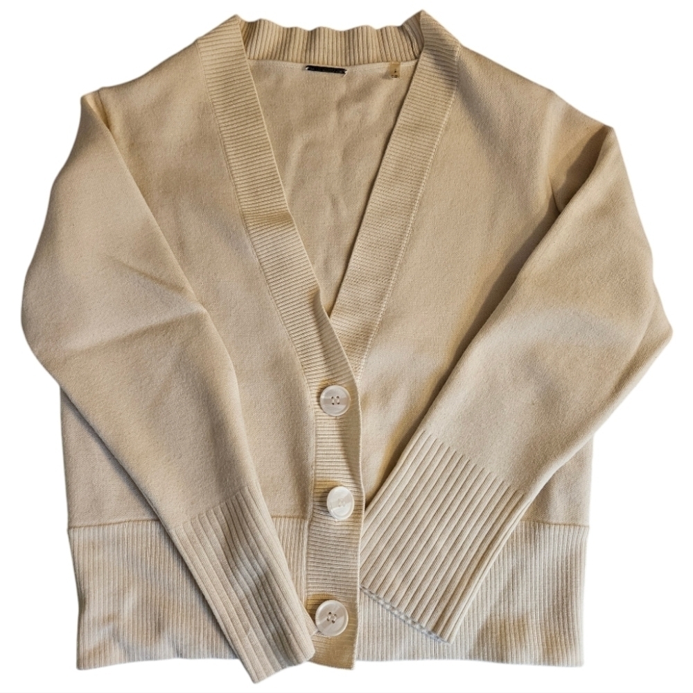 Tahari Cardigan Cream Sweater Merino Wool Size XS​​​​​​